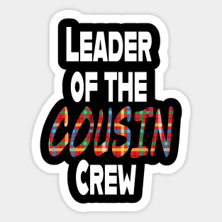 Leader of the Cousin Crew Pajamas Funny Xmas Plaid 2023 Sticker